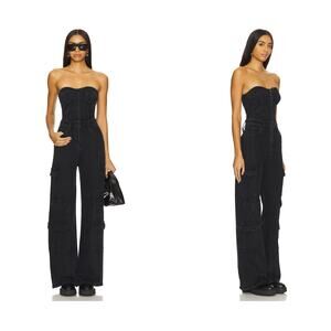 Hudson Jeans Bustier Cargo Jumpsuit in Riviera Noir